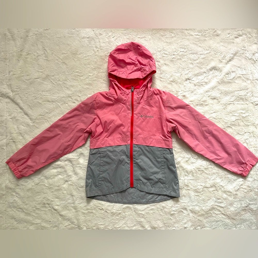 EUC Girls Columbia fleece lined rain jacket and windbreaker. Sz7/8